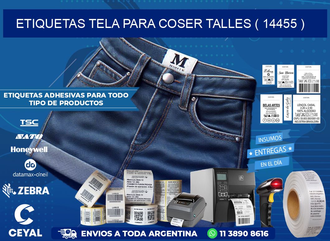 ETIQUETAS TELA PARA COSER TALLES ( 14455 )