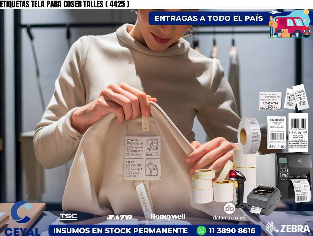 ETIQUETAS TELA PARA COSER TALLES ( 4425 )