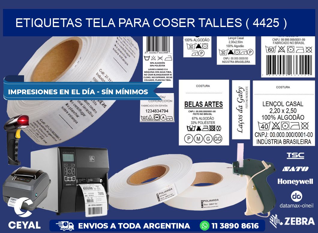 ETIQUETAS TELA PARA COSER TALLES ( 4425 )