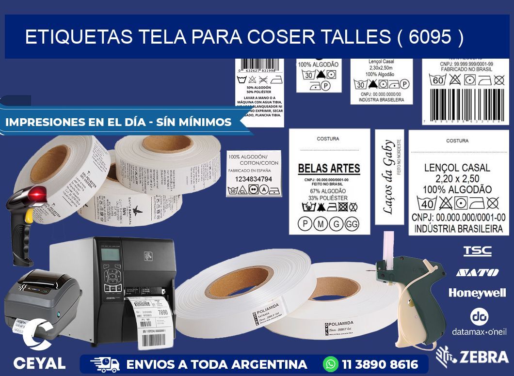 ETIQUETAS TELA PARA COSER TALLES ( 6095 )