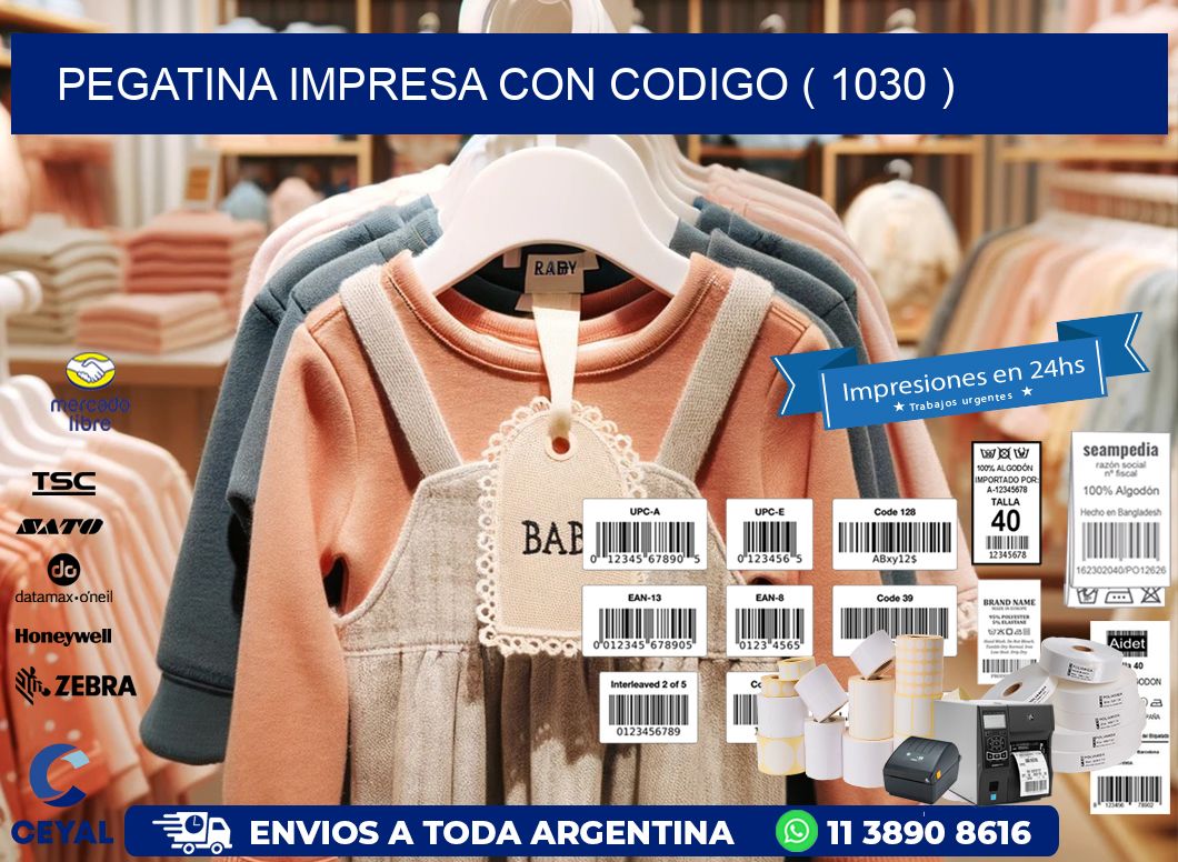 PEGATINA IMPRESA CON CODIGO ( 1030 )