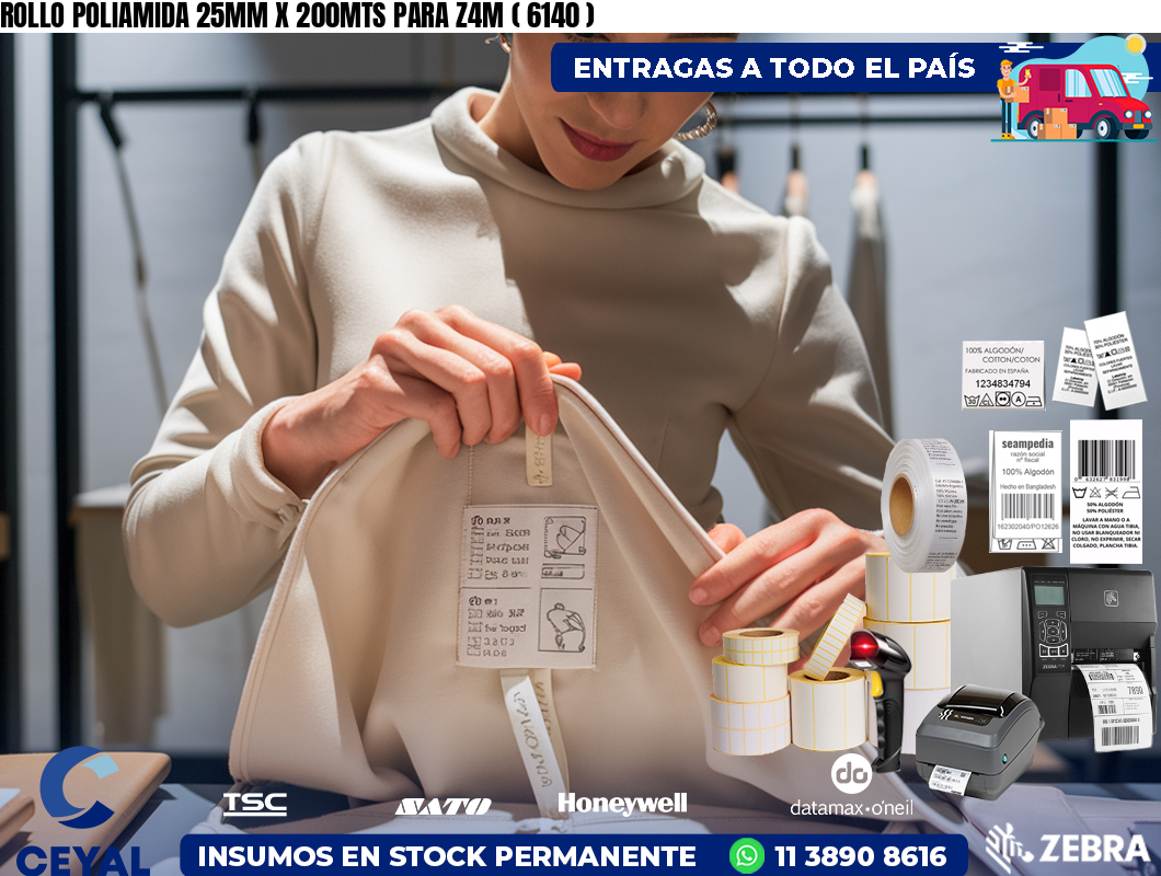 ROLLO POLIAMIDA 25MM X 200MTS PARA Z4M ( 6140 )