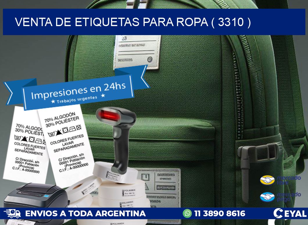 VENTA DE ETIQUETAS PARA ROPA ( 3310 )