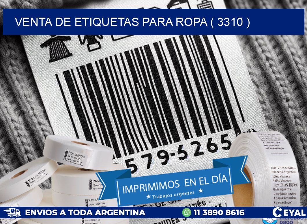 VENTA DE ETIQUETAS PARA ROPA ( 3310 )