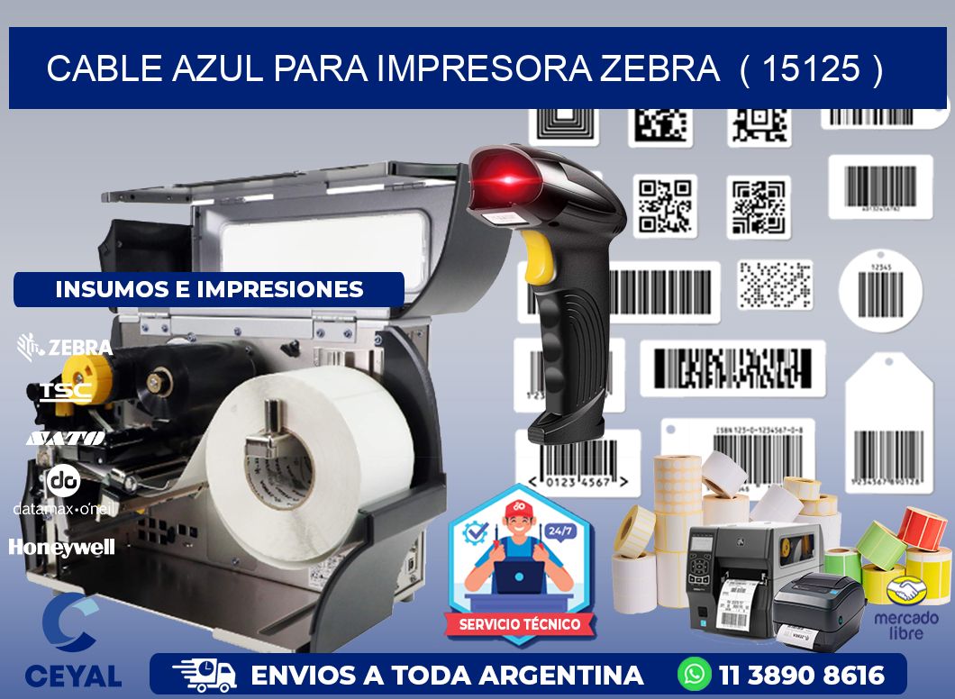 cable azul para impresora zebra  ( 15125 )