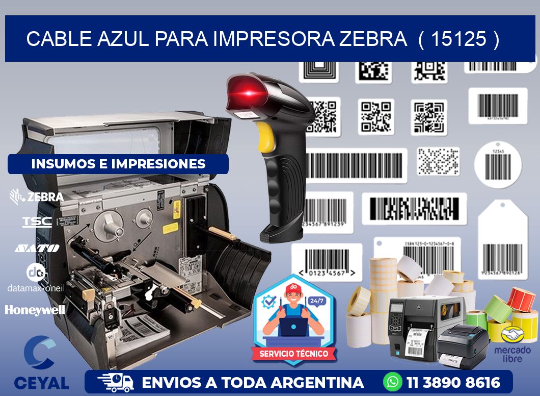 cable azul para impresora zebra  ( 15125 )