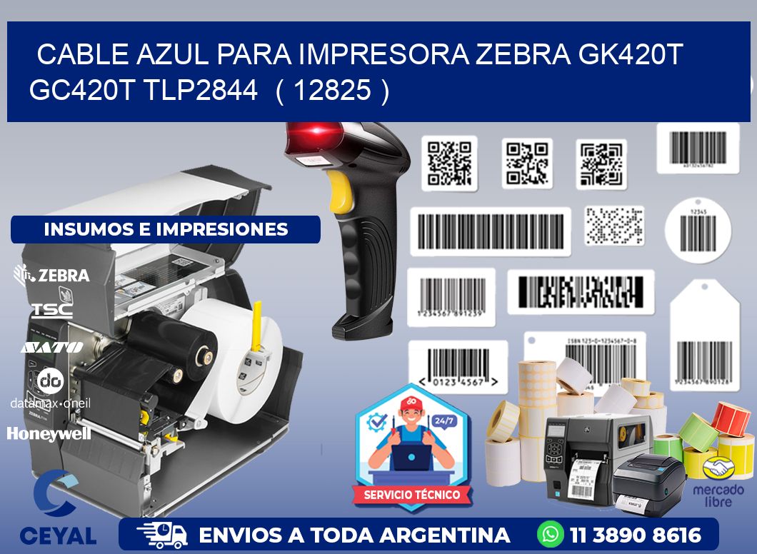 cable azul para impresora zebra GK420T GC420T TLP2844 ( 12825 )