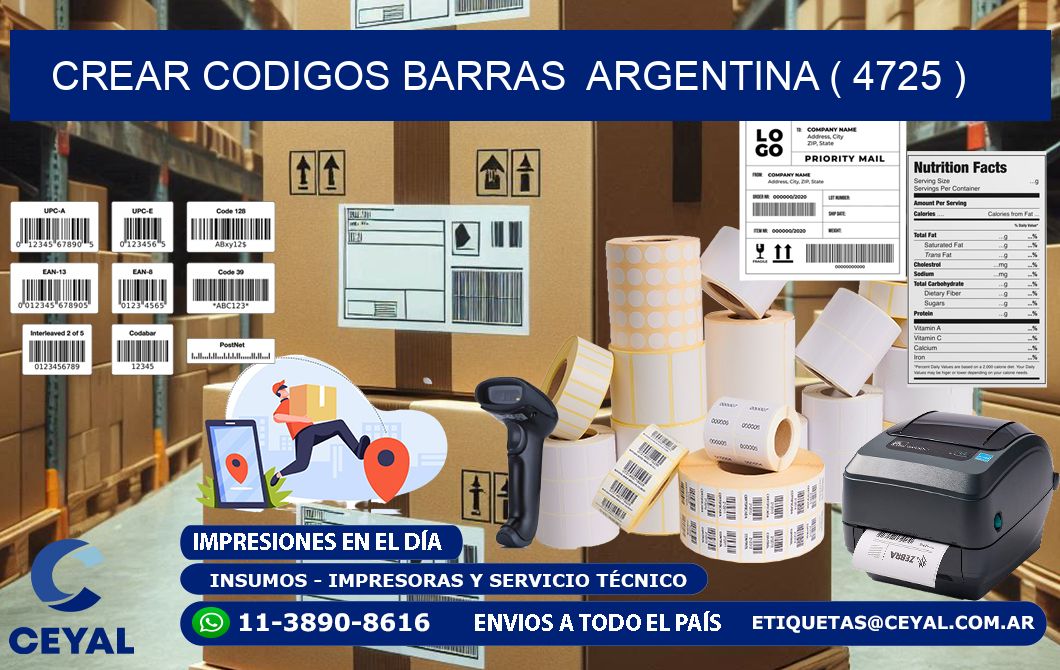 crear codigos barras  argentina ( 4725 )