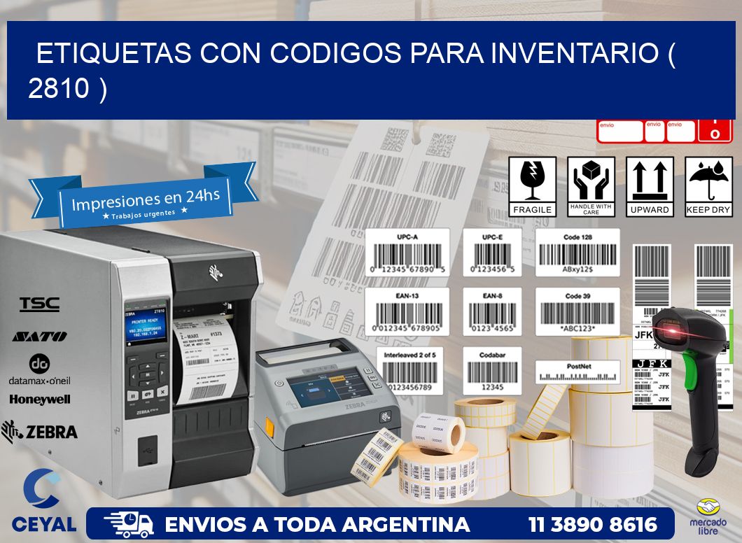 ETIQUETAS CON CODIGOS PARA INVENTARIO ( 2810 )