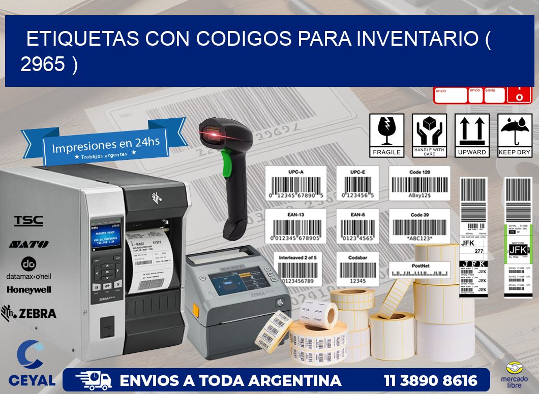 ETIQUETAS CON CODIGOS PARA INVENTARIO ( 2965 )