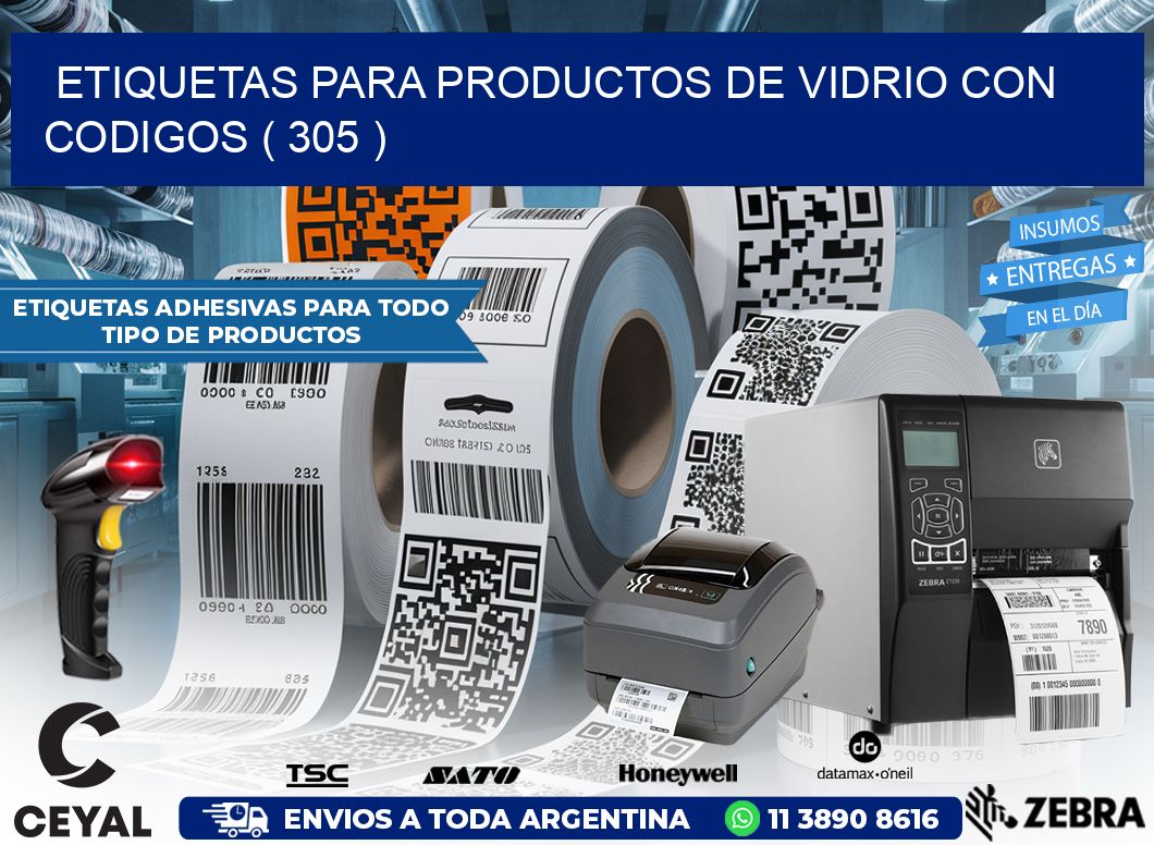 ETIQUETAS PARA PRODUCTOS DE VIDRIO CON CODIGOS ( 305 )