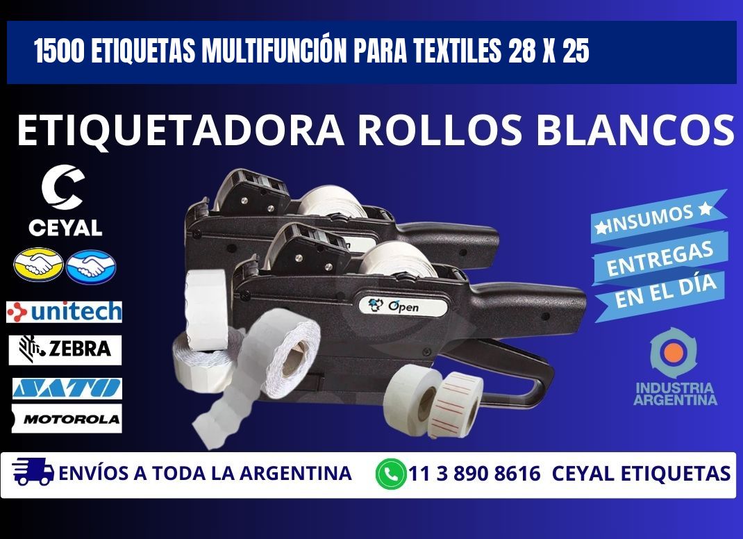 1500 ETIQUETAS MULTIFUNCIÓN PARA TEXTILES 28 x 25