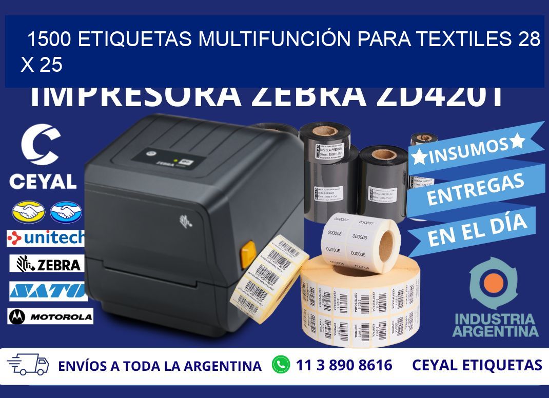 1500 ETIQUETAS MULTIFUNCIÓN PARA TEXTILES 28 x 25