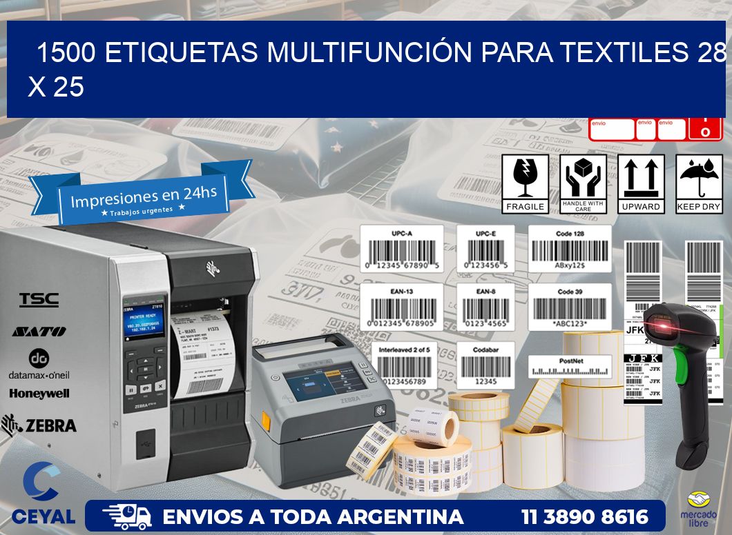 1500 ETIQUETAS MULTIFUNCIÓN PARA TEXTILES 28 x 25