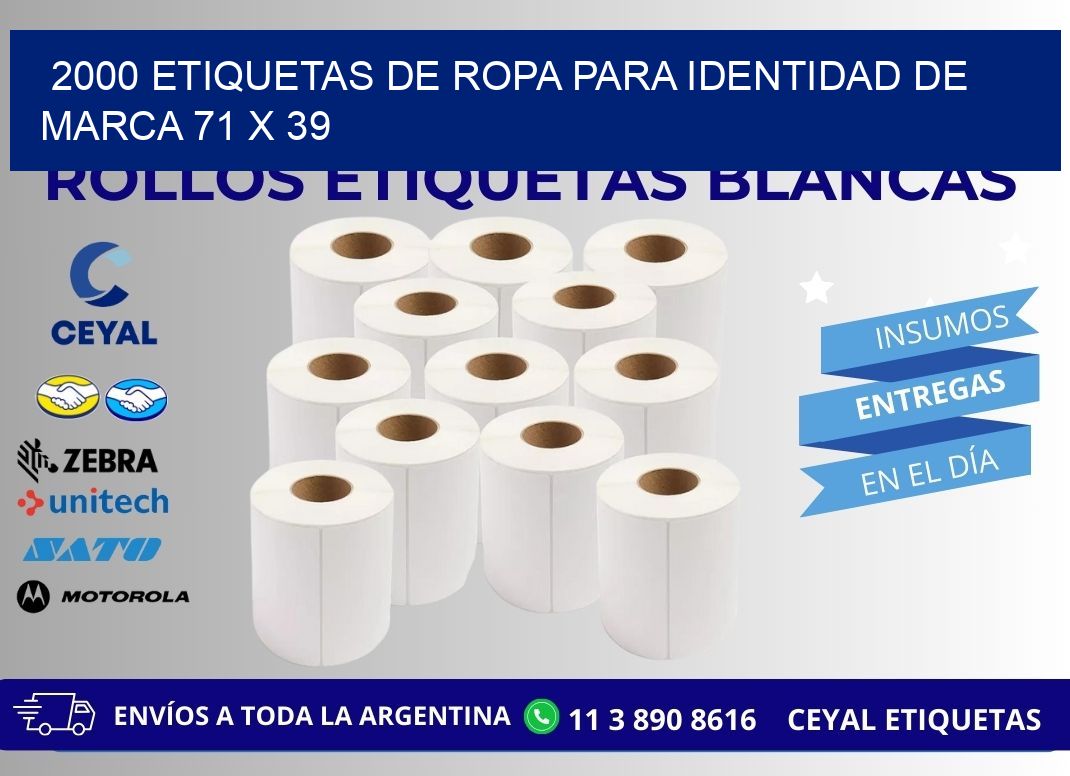 2000 ETIQUETAS DE ROPA PARA IDENTIDAD DE MARCA 71 x 39