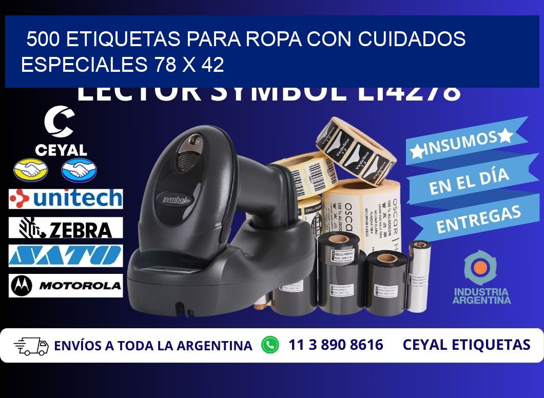 500 ETIQUETAS PARA ROPA CON CUIDADOS ESPECIALES 78 x 42