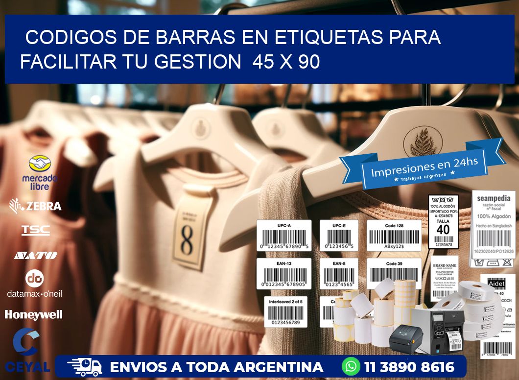 Codigos de Barras en Etiquetas para Facilitar tu Gestion  45 x 90