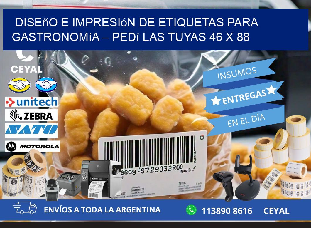 Diseño e impresión de etiquetas para gastronomía – Pedí las tuyas 46 x 88