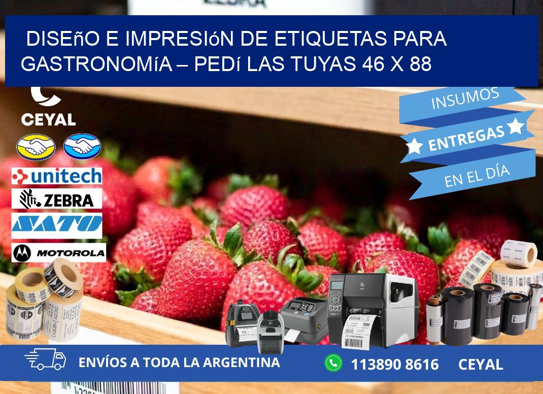 Diseño e impresión de etiquetas para gastronomía – Pedí las tuyas 46 x 88