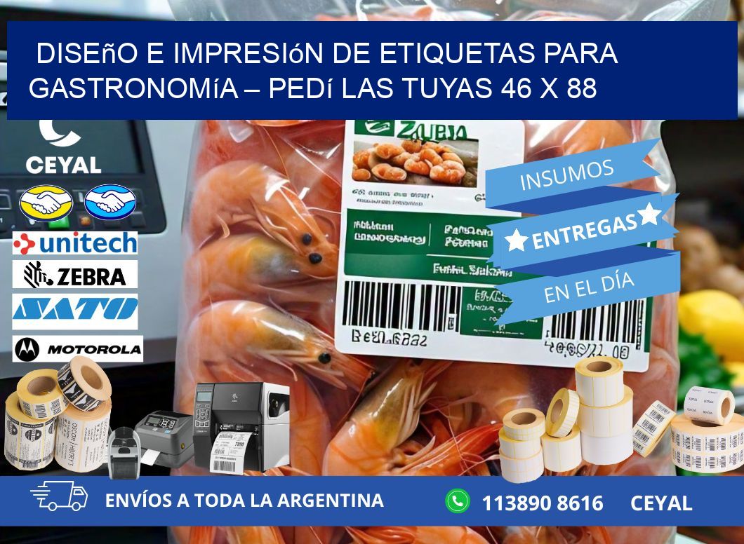 Diseño e impresión de etiquetas para gastronomía – Pedí las tuyas 46 x 88