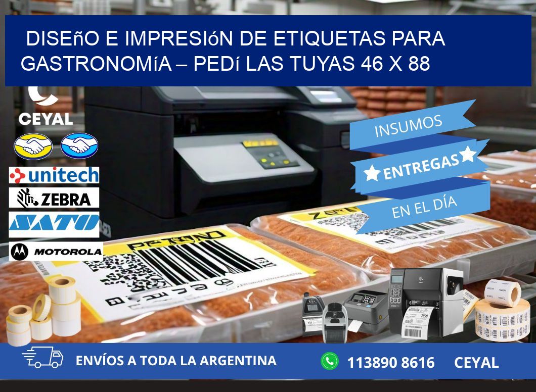 Diseño e impresión de etiquetas para gastronomía – Pedí las tuyas 46 x 88
