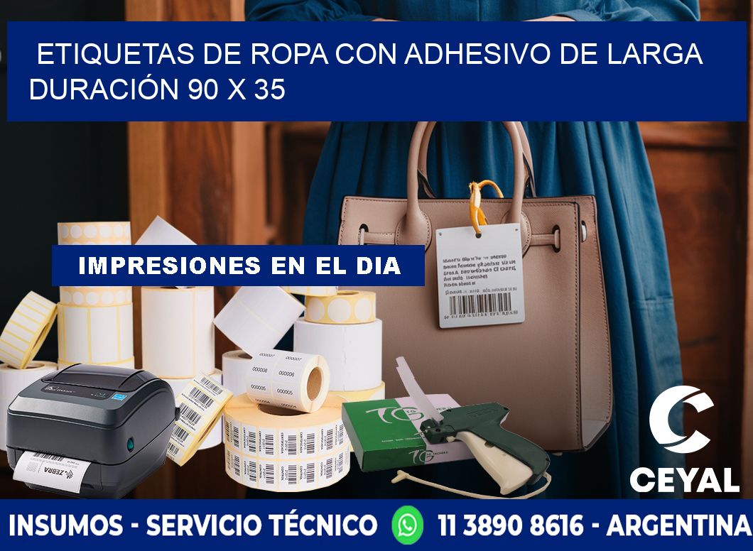 ETIQUETAS DE ROPA CON ADHESIVO DE LARGA DURACIÓN 90 x 35