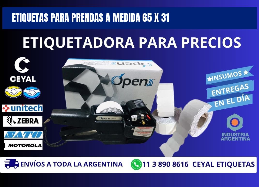 ETIQUETAS PARA PRENDAS A MEDIDA 65 x 31