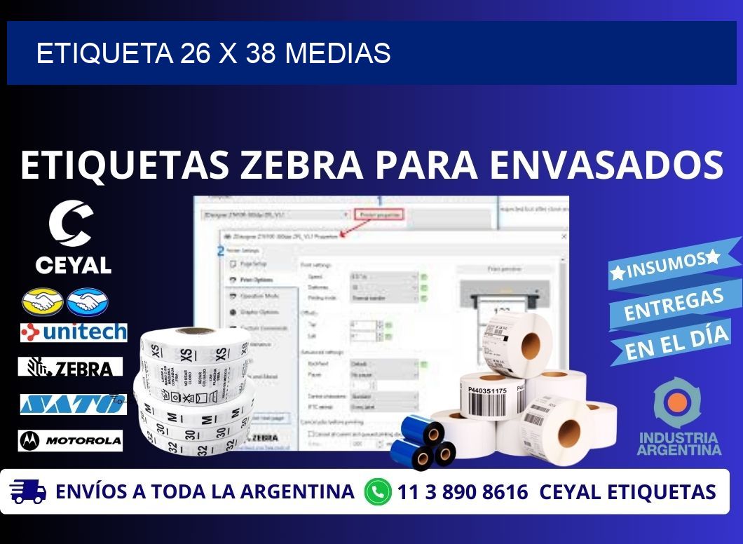 Etiqueta 26 x 38 medias