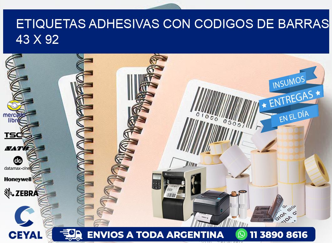 Etiquetas Adhesivas con Codigos de Barras  43 x 92