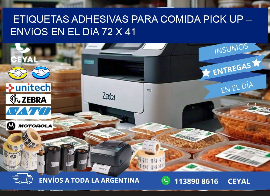Etiquetas adhesivas para comida pick up – Envíos en el día 72 x 41