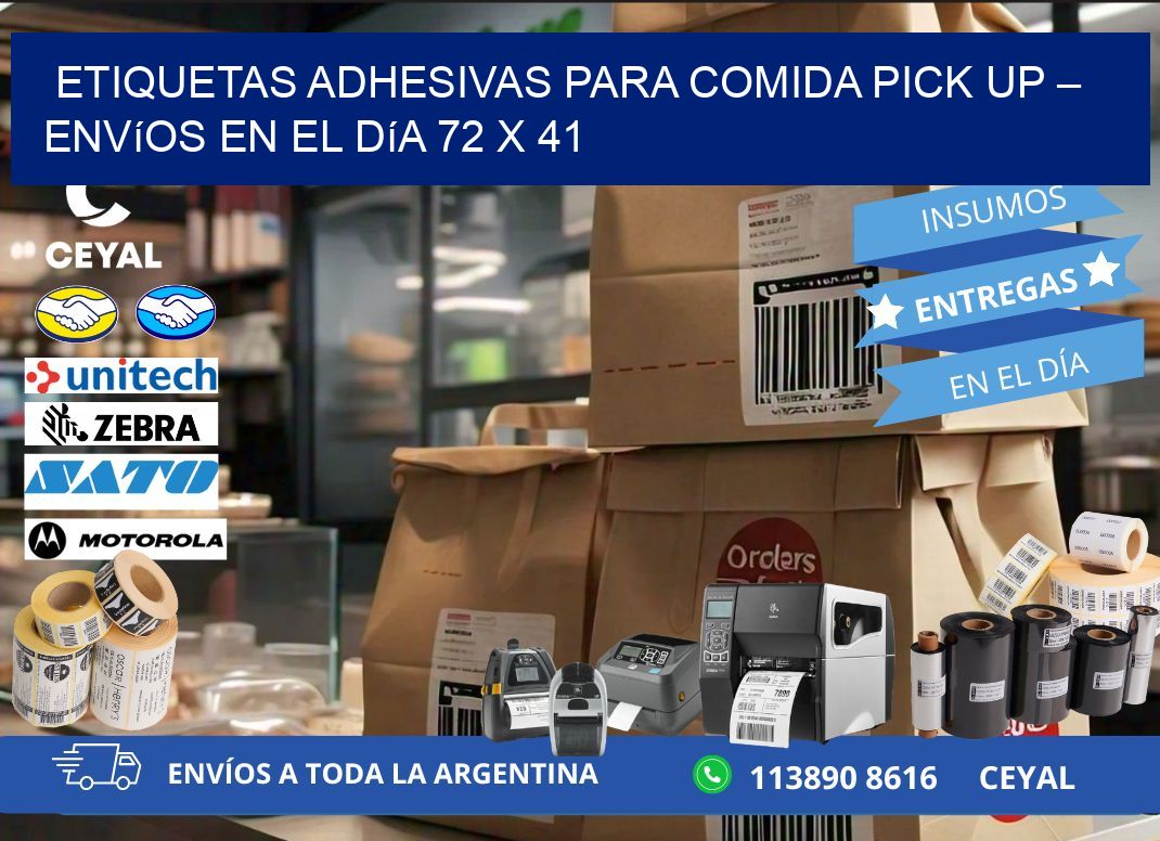 Etiquetas adhesivas para comida pick up – Envíos en el día 72 x 41