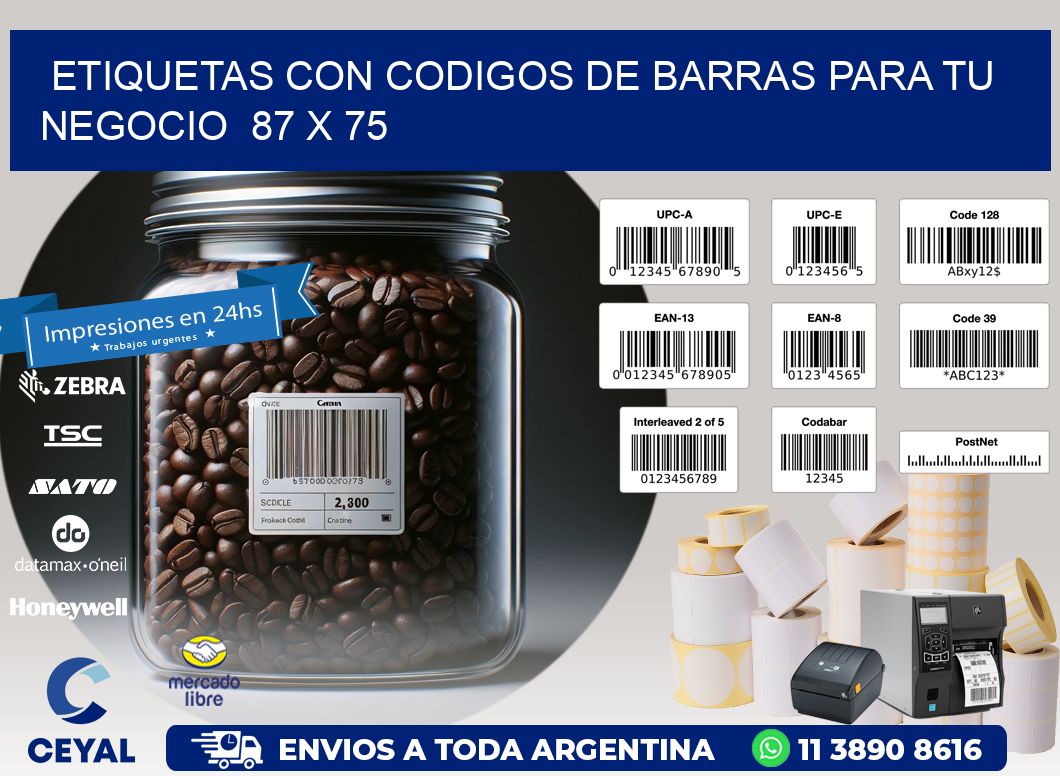 Etiquetas con Codigos de Barras para tu Negocio 87 x 75