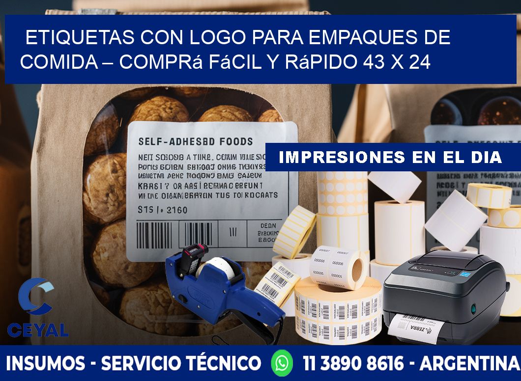 Etiquetas con logo para empaques de comida – Comprá fácil y rápido 43 x 24