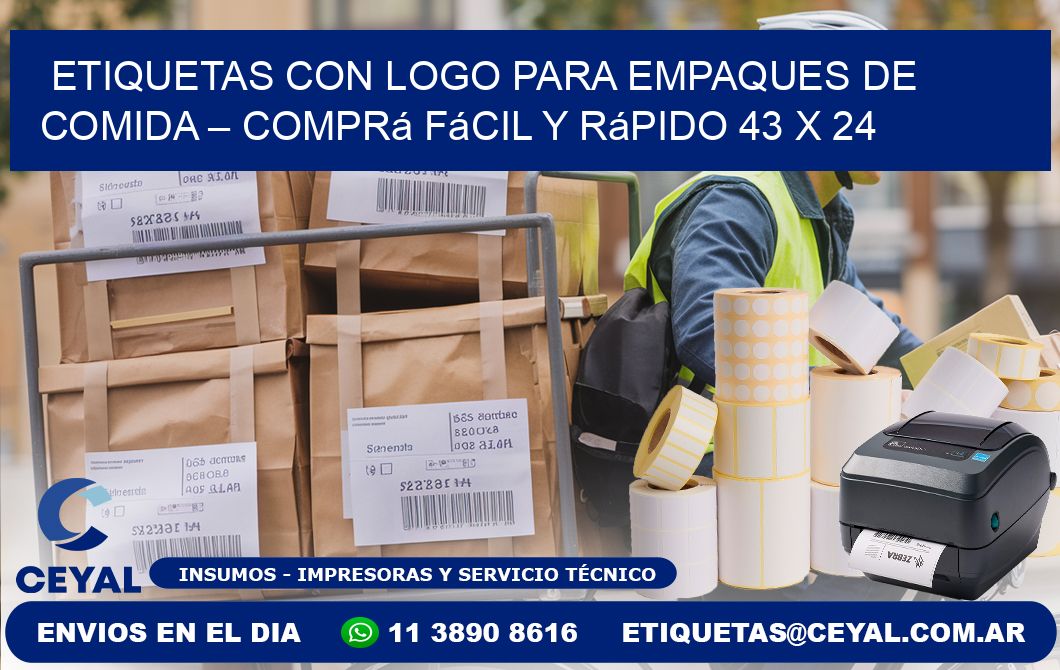 Etiquetas con logo para empaques de comida – Comprá fácil y rápido 43 x 24