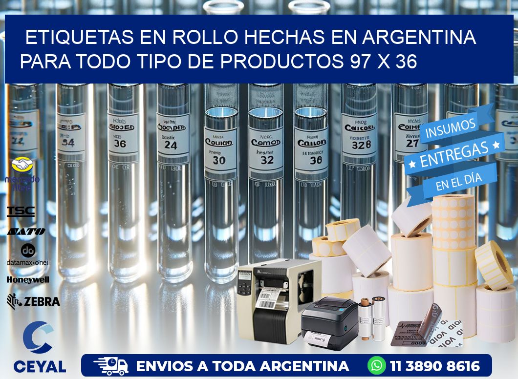 Etiquetas en Rollo Hechas en Argentina para Todo Tipo de Productos 97 x 36