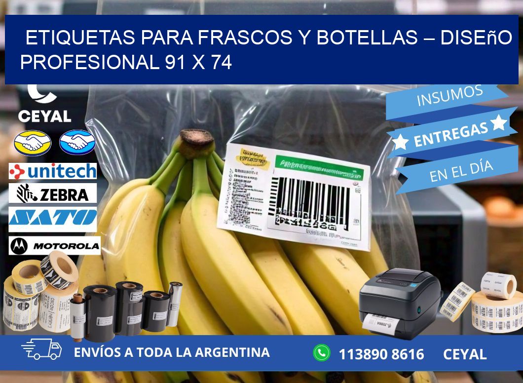 Etiquetas para frascos y botellas – Diseño profesional 91 x 74