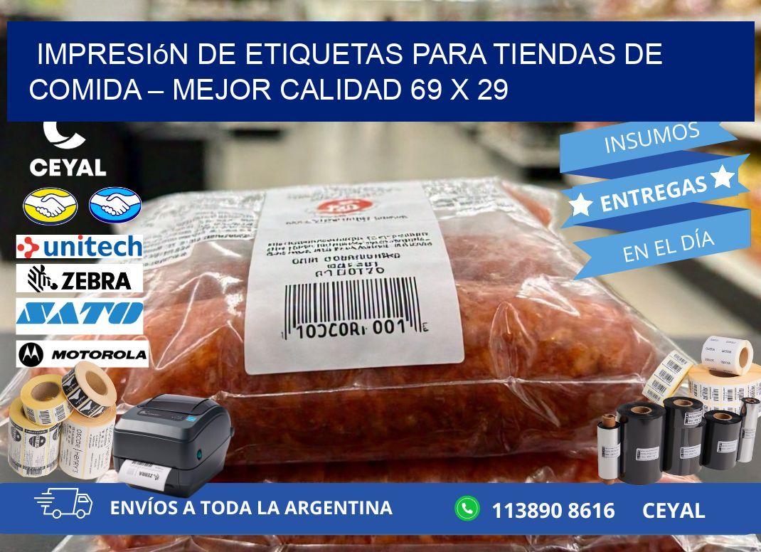 Impresión de etiquetas para tiendas de comida – Mejor calidad 69 x 29