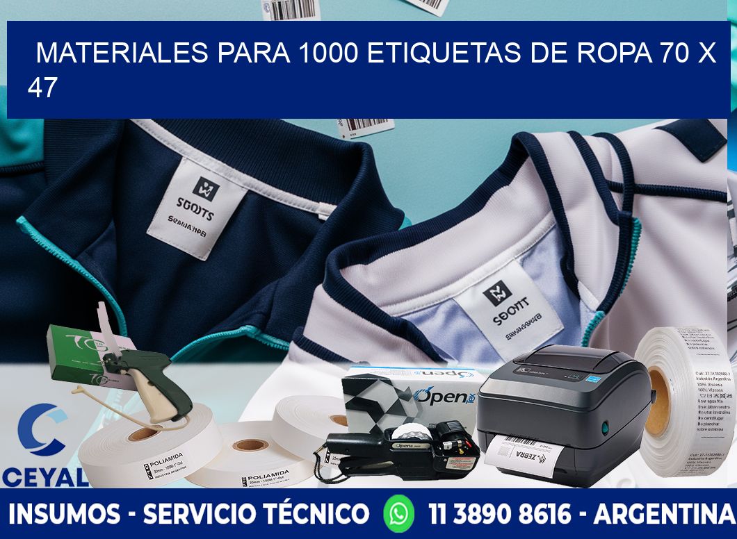 MATERIALES PARA 1000 ETIQUETAS DE ROPA 70 x 47