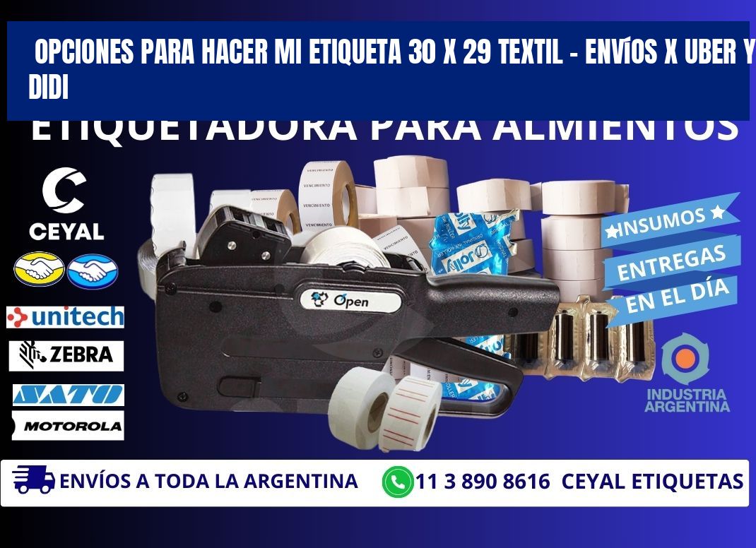 Opciones para hacer mi Etiqueta 30 x 29 textil – Envíos x Uber y DiDi
