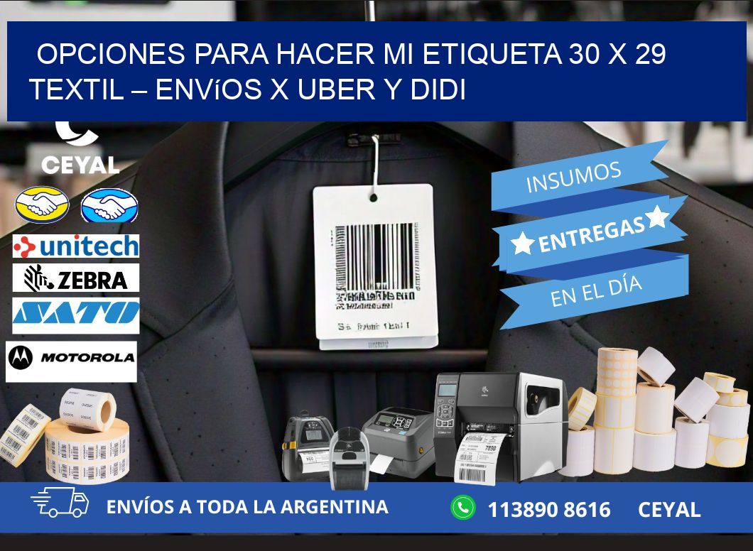 Opciones para hacer mi Etiqueta 30 x 29 textil – Envíos x Uber y DiDi