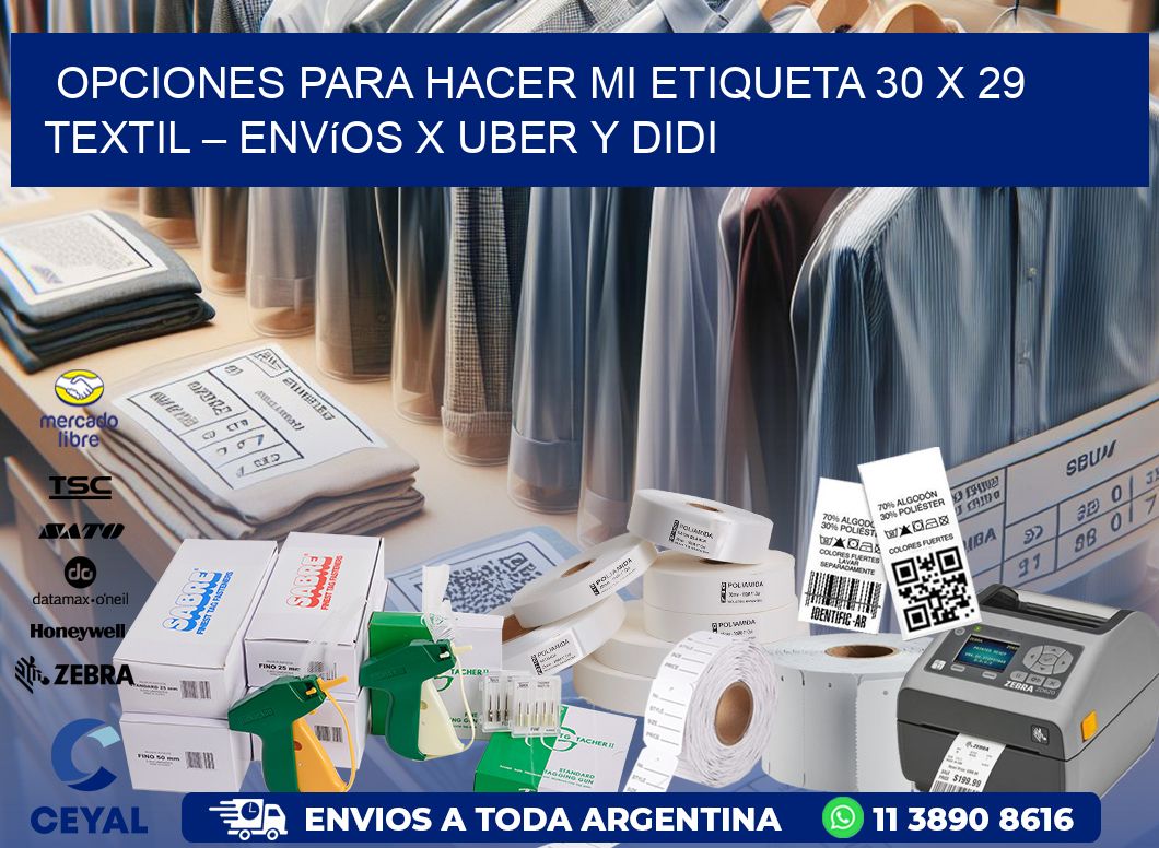 Opciones para hacer mi Etiqueta 30 x 29 textil – Envíos x Uber y DiDi