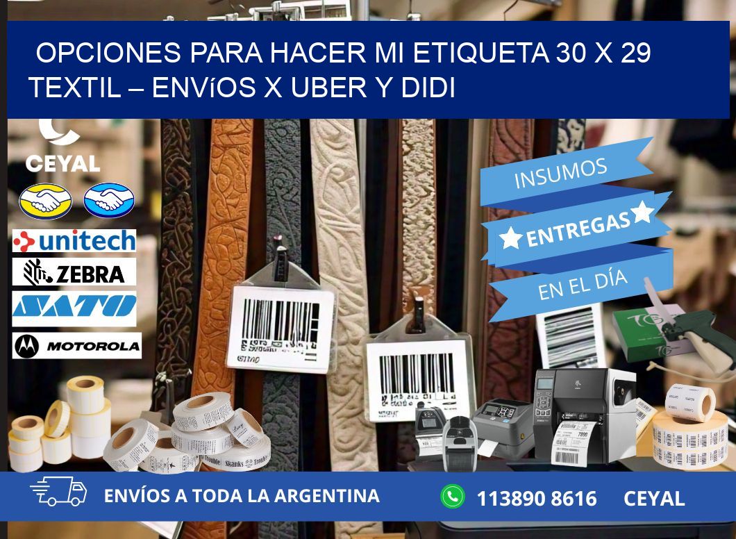 Opciones para hacer mi Etiqueta 30 x 29 textil – Envíos x Uber y DiDi