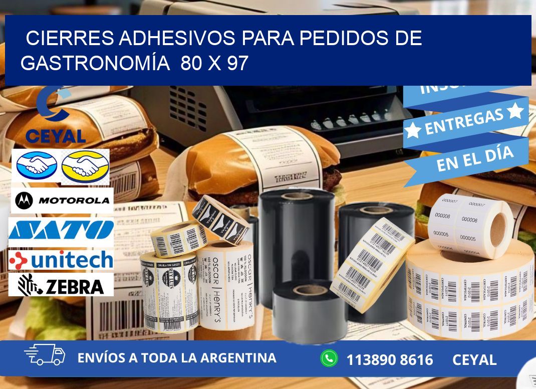 CIERRES ADHESIVOS PARA PEDIDOS DE GASTRONOMÍA 80 x 97