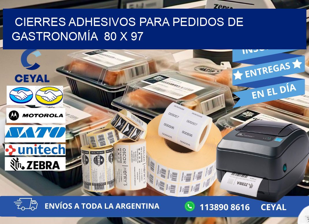 CIERRES ADHESIVOS PARA PEDIDOS DE GASTRONOMÍA 80 x 97
