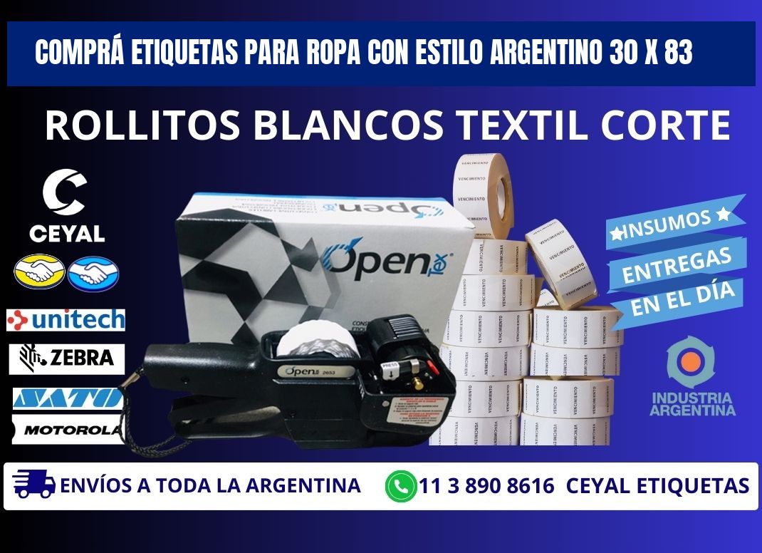 COMPRÁ ETIQUETAS PARA ROPA CON ESTILO ARGENTINO 30 x 83