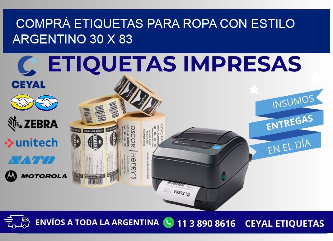 COMPRÁ ETIQUETAS PARA ROPA CON ESTILO ARGENTINO 30 x 83