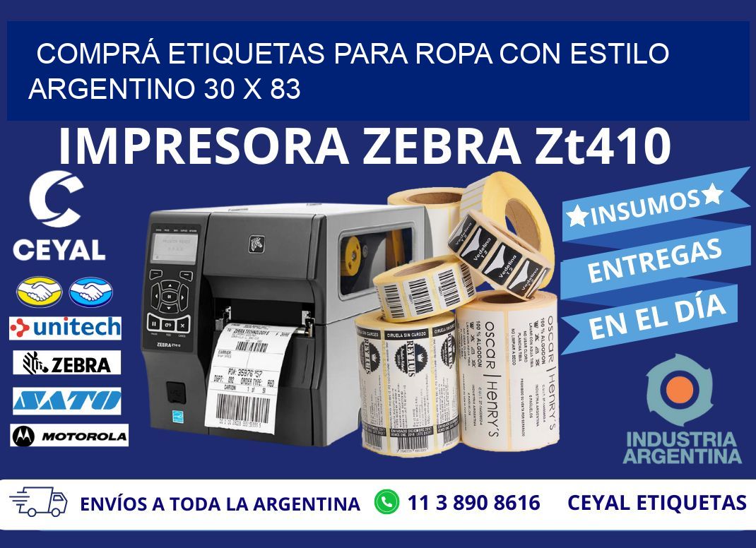 COMPRÁ ETIQUETAS PARA ROPA CON ESTILO ARGENTINO 30 x 83