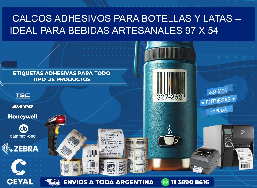 Calcos Adhesivos para Botellas y Latas – Ideal para Bebidas Artesanales 97 x 54