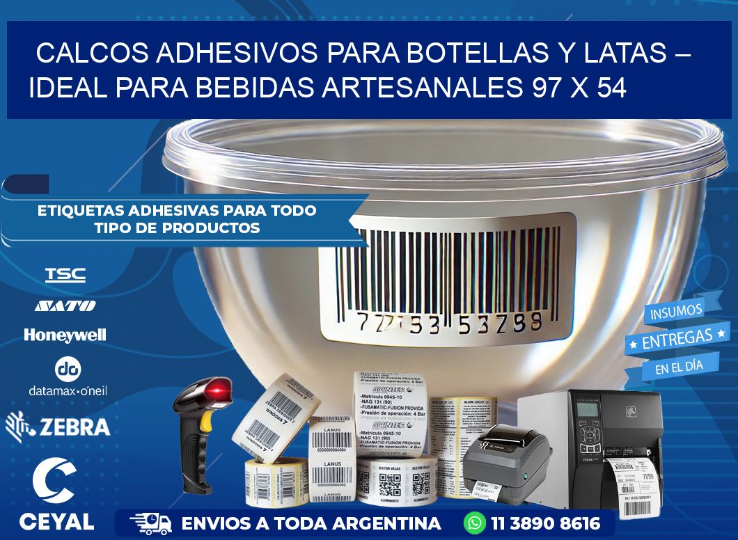 Calcos Adhesivos para Botellas y Latas – Ideal para Bebidas Artesanales 97 x 54