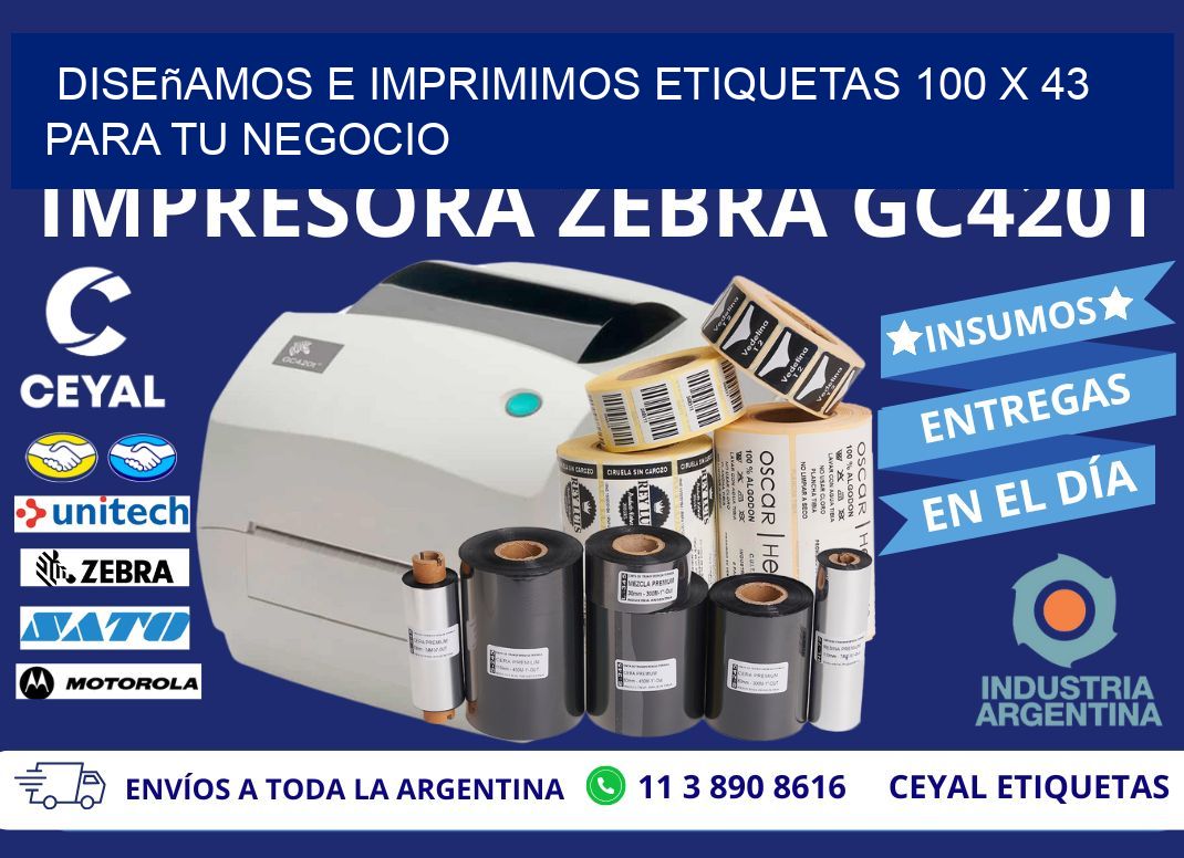 Diseñamos e Imprimimos Etiquetas 100 x 43 para tu Negocio